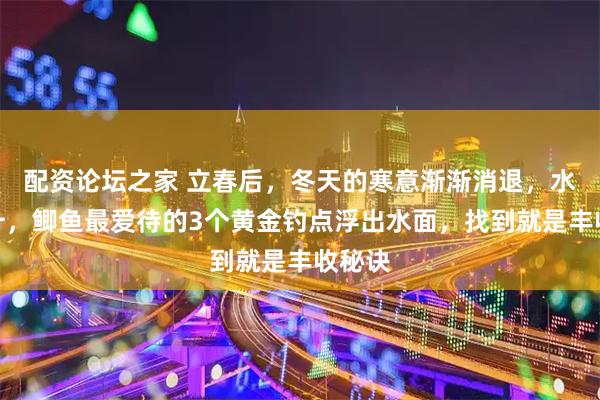 配资论坛之家 立春后，冬天的寒意渐渐消退，水温回升，鲫鱼最爱待的3个黄金钓点浮出水面，找到就是丰收秘诀